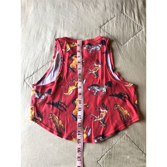VINTAGE : 80’s Horse cropped high low tank top XS - Picture 4 of 5